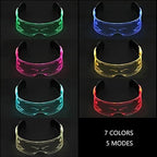 Led Glasses 7 Colors & 5 Modes, Rectangular, Retro, Multicolour (7 colors), Luminous Glasses for Halloween Cosplay Party Bar