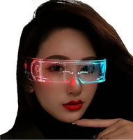 Led Glasses 7 Colors & 5 Modes, Rectangular, Retro, Multicolour (7 colors), Luminous Glasses for Halloween Cosplay Party Bar