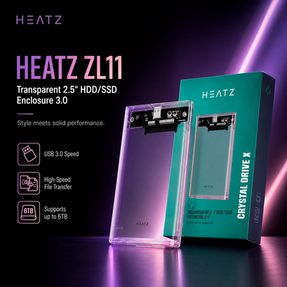HEATZ ZL11 Transparent 2.5" HDD/SSD Enclosure 3.0 — Crystal Drive X