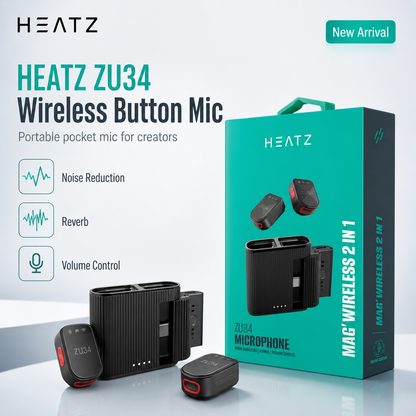 HEATZ ZU34 Wireless Button Mic — Mag' Wireless 2 in 1 Microphone