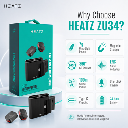 HEATZ ZU34 Wireless Button Mic — Mag' Wireless 2 in 1 Microphone