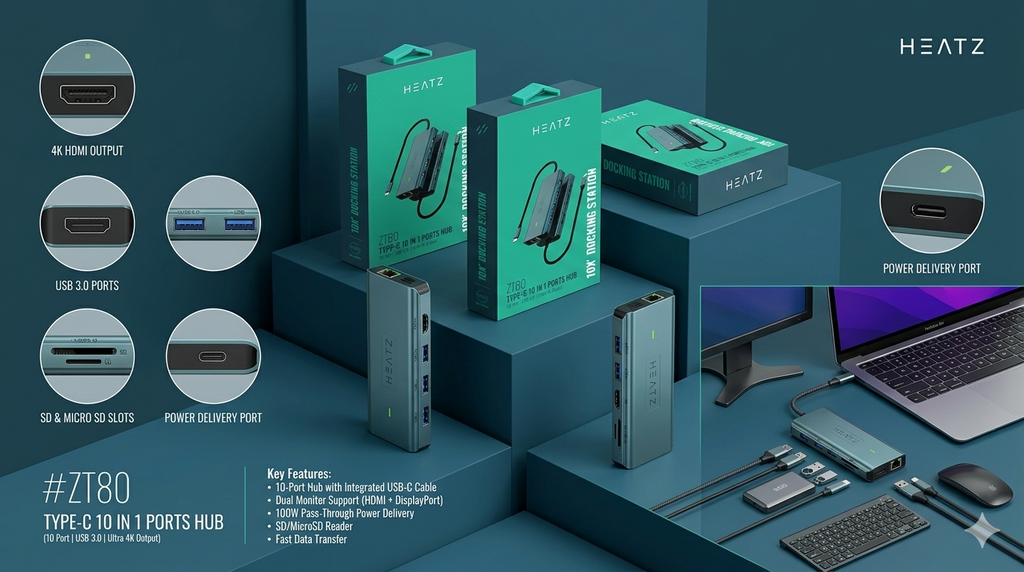 10X Docking Station - Type-C 10 Port Hub