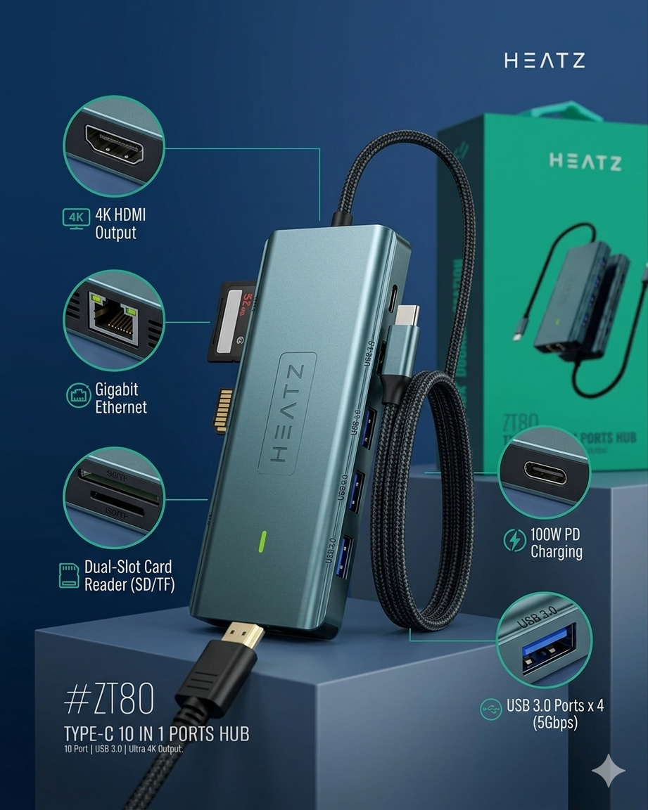 10X Docking Station - Type-C 10 Port Hub
