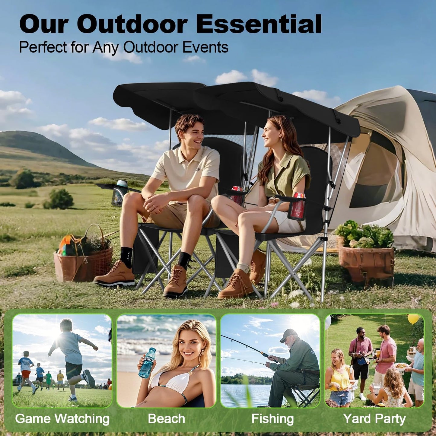 Portable Camping Chair with Canopy